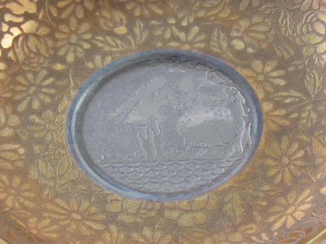 Demitasse Cup & Saucer Royal China Warranted 22kt Gold Encrusted Couple Cameo