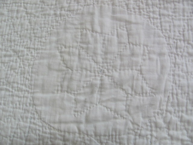 Antique Texas Lone Star quilt in red and coral hand quilted from estate