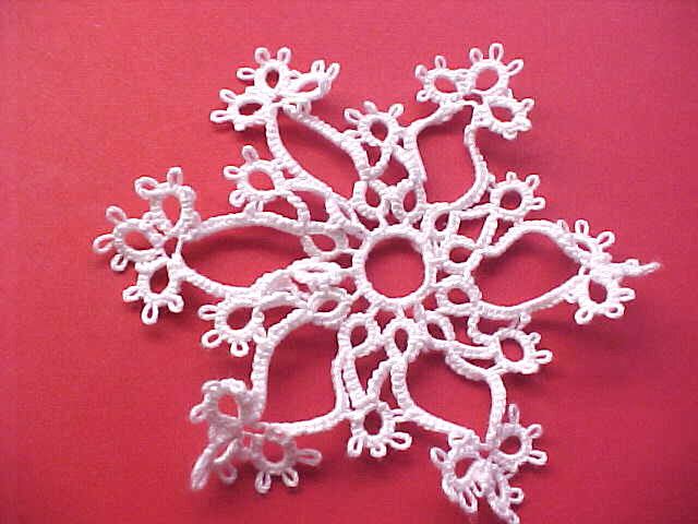 TATTED SNOWFLAKES White (14) Holiday Christmas Special 4 by 4" Holiday Tatting  