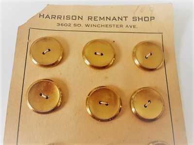 11 Vintage Brass Tone Sew Through Buttons 5/8 In. Original Card