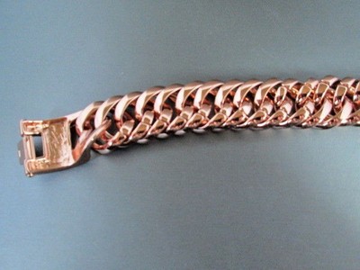 Bracelet 8 inch X 22.5 mm Cuban Curb Chain Rose Gold Plated over Stainless Steel