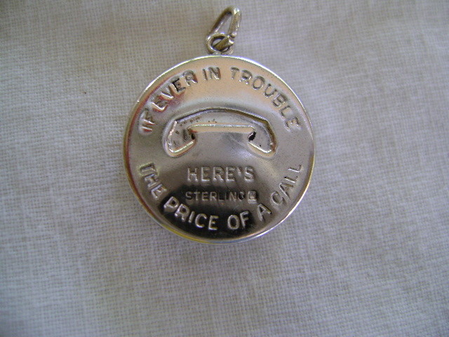 If Ever In Trouble Charm for Bracelet Sterling Silver 1959 Dime Holder