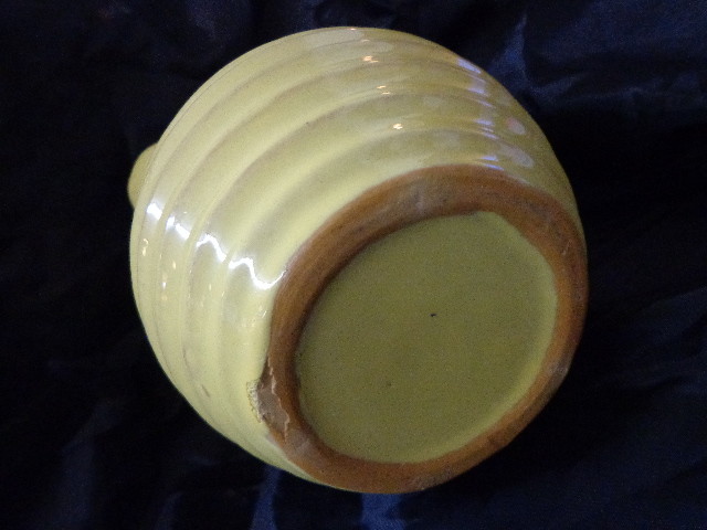 SALE! Vintage Yellow Beehive Pitcher Red Pottery Ring Ware Jug Handmade MC