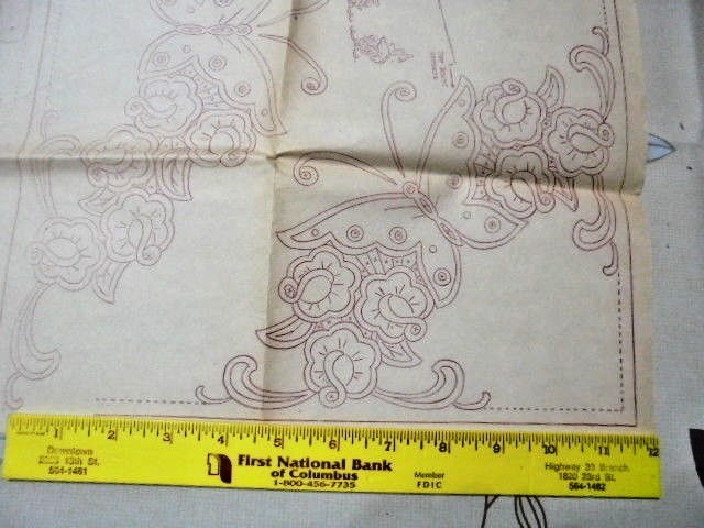 FS TRANSFER EMBROIDERY PATTERN BUTTERFLY PILLOW CASE BIRDS CUTWORK APRON
