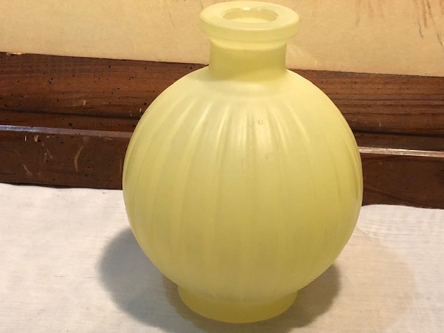 Hand Crafted Decorative Bottle ~ BEAUTIFUL Soft Yellow Ribbed Glass