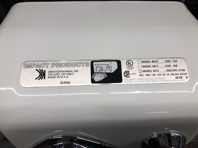 Impact 4072 Push Button Hand Dryer