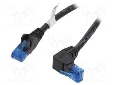 Patch cord; U/UTP; 6a; linka; CCA; PVC; czarny; 0,25m; 24AWG Z1C2