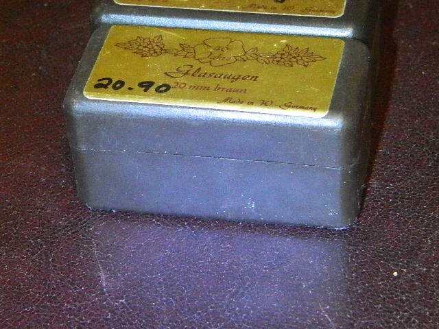 NOS VINTAGE GLASAUGEN DOLL EYES - 20MM BROWN - VINTAGE GERMAN GLASS DOLL EYES