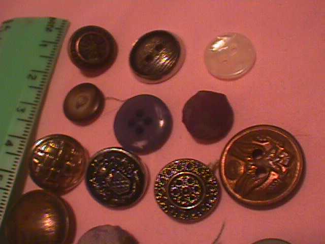 Fourteen Assorted Brass Glass BUTTONS Assortment CRAFT 14