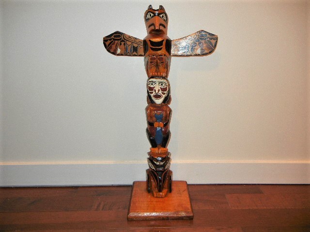 PACIFIC NORTHWEST COAST HAIDA CARVED WOOD TOTEM POLE SHAMAN SCULPTURE 25