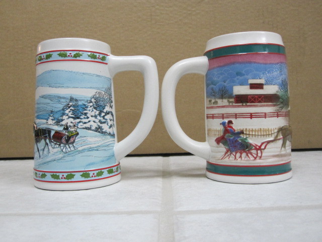 Two Miller High Life beer mug stein To The Best Holiday Traditions