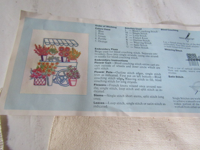 Vintage Transfer Pattern  Canvas Floral Wagon