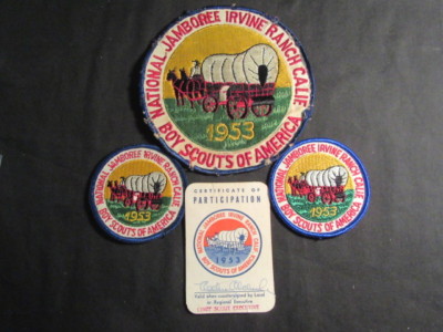 1953 National Jamboree Jacket & Pocket Patches, & Participant Card   c50