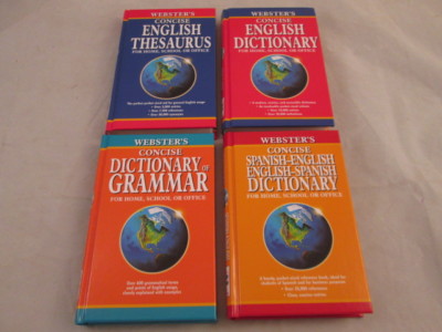 2004 Webster's Concise English Dictionary Thesaurus Spanish-English Grammar 4 HC