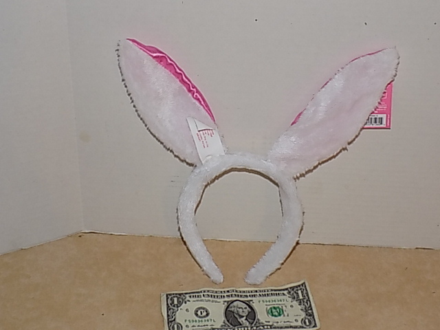 Easter Bunny Rabbit Ears Headband Pink/White