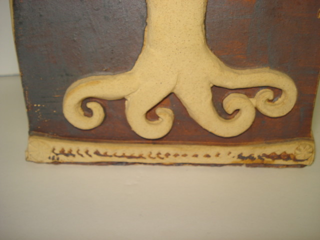 RARE VINTAGE BENNINGTON VERMONT SLAB POTTERY VASE SIGNED LOPEZ Tree