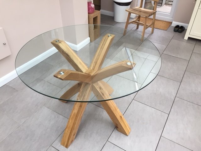 Next Glass & Oak Round Dining Table | in Middlewich, Cheshire | Gumtree
