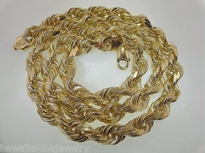 ORDER 10MM BOLD HEAVY SOLID 14K YELLOW GOLD DC DIAMOND CUT ROPE CHAIN 20'' 123gr