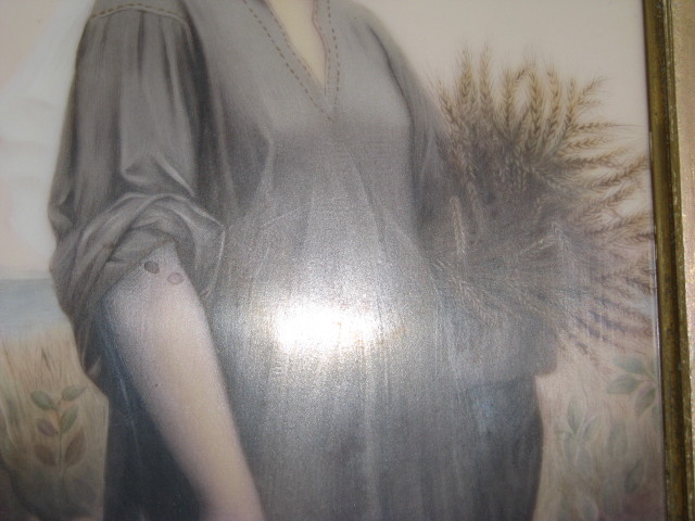 KPM or similar porcelain painting; Ruth with wheat...Excellent!