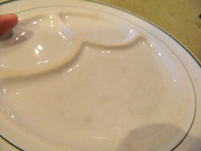 8 Buffalo China white green stripe divided dinner plates restaurant ware