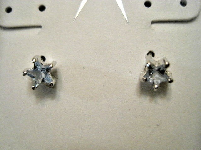 925 Sterling Silver Light Blue CZ Star Stud Earrings ~ New by Native Sun
