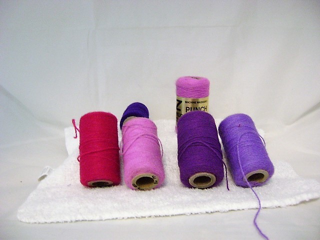 Acrylic Embroidery Yarn-Vintage E-Z Punch-Lot of 6-Assorted Purples