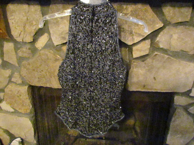 Women's Formal Blouse Size S Petite Black Fully Beaded Absolutely Stunning
