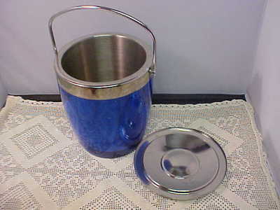 Blue Ice Bucket By Casa Moda Stainless Steel Over Blue Has Scratches On Blue