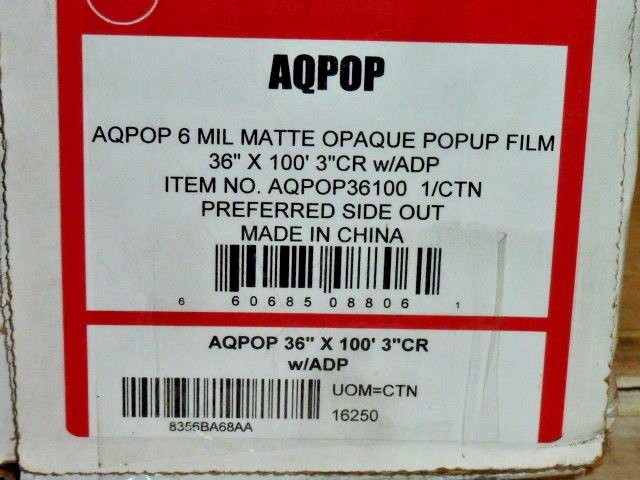 Oce AQPOP 6 mil Matte Opaque Popup Film Inkjet AQPOP36100 36