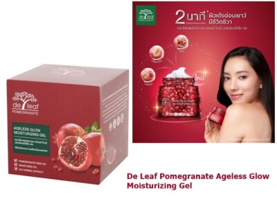 De Leaf Pomegranate Ageless Glow Moisturizing Gel Reduces Aging Signs 40ml.