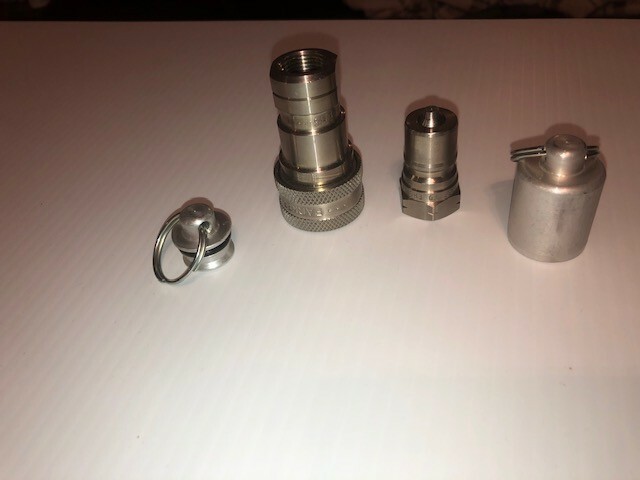 Parker Hydrolic Quick Coupler Complete Set SH3-62Y, SH3-63Y, w/ Dust Plug & Cap