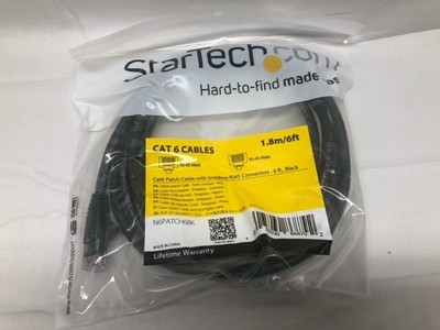 StarTech.Com CAT6 Ethernet Cable W/Snagless RJ45 Connectors Black 6' N6PATCH6BK