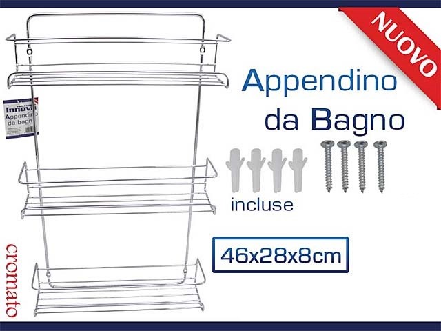 Appendino Da Parete 3 Ripiani Per Bagno Cromato Porta Oggetti Pensile dfh