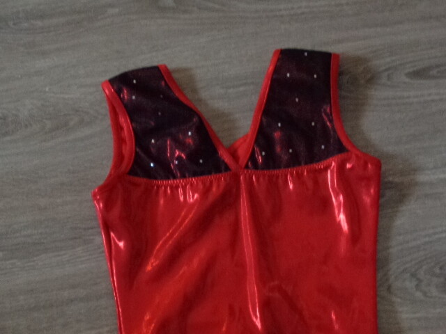 NWOT Dreamlight RED & BLACK COMPETETION Gymnastics Leotard Adult Small AS