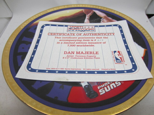 Sports Impressions *DAN MAJERLE* NBA Basketball Gold LE  Plate MIB c34 617/7500
