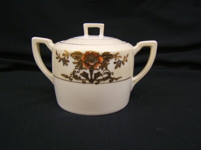 Noritake #42200 Raised Gold Sugar Bowl W/Lid 3 1/2'' Diameter VGC 