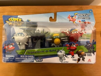 NEW Super Wings Transform-a-Bots, Astra, Flip, Todd, Agent Chace, 4 Pack