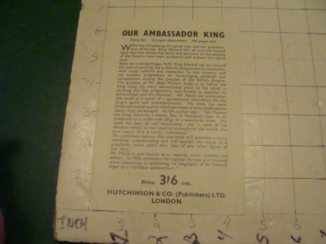 Vintage Original Paper: KING EDWARD VIII our ambassador king double sided paper