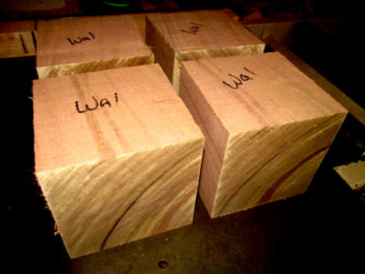FOUR BLACK WALNUT BOWL BLANKS LATHE TURNING BLOCK CUBE 5 X 5 X 5''