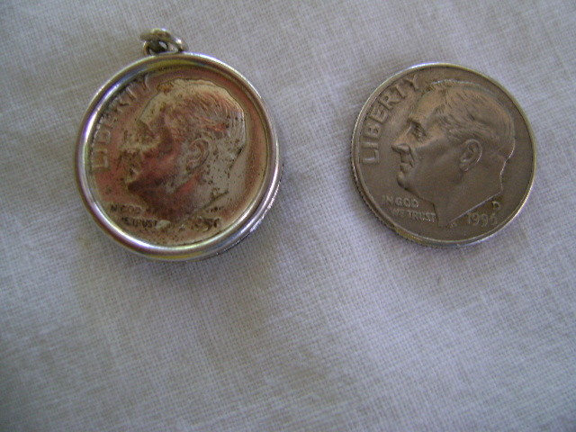 If Ever In Trouble Charm for Bracelet Sterling Silver 1959 Dime Holder