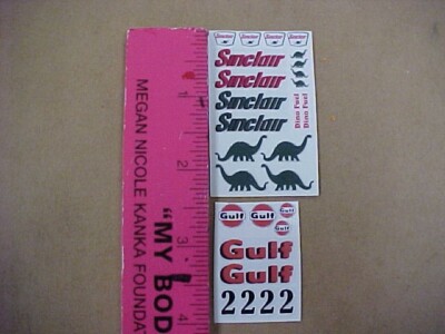 1/24 slotcar 1/24 scale small Sinclair and small Gulf slot car DECALS LOOK RULER