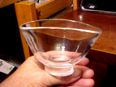 Vintage 4'' Long Hand Signed STEUBEN Clear Crystal Footed Oval Sugar Candy Bowl