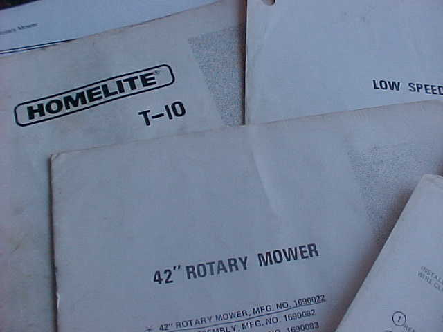 1977 Homelite Garden Tractor T-10 Manual Set 100 pages pre Simplicity Jacobson