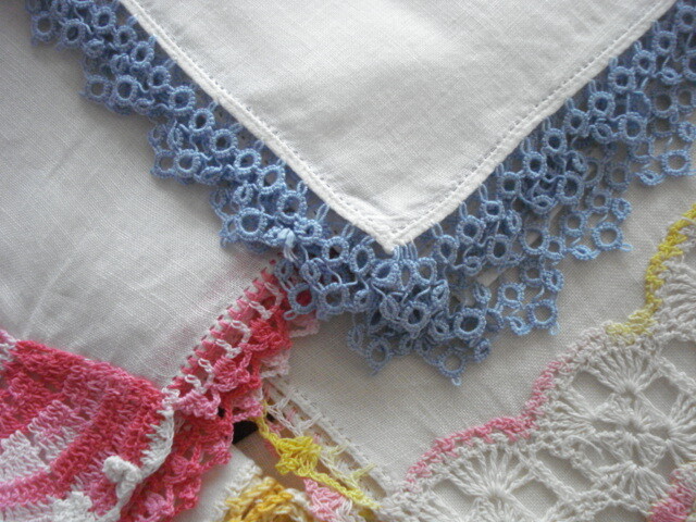 Vintage Hankies Lot/7~Most Linen w/Pretty Hand Crochet Trims