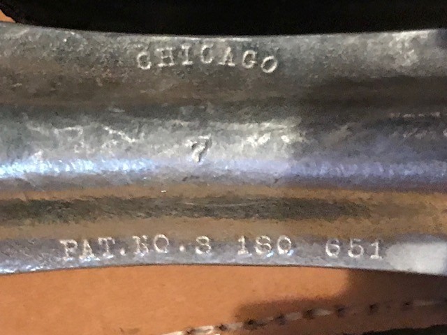 Vtg Antique Early Chicago Roller Shoe Skates Sz 6 Black W/Metal Box. Very Rare