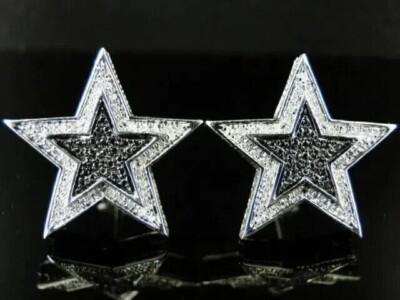 1.50Ct Round Lab-Created Diamond Men's Star Stud Earring 14K White Gold Plated