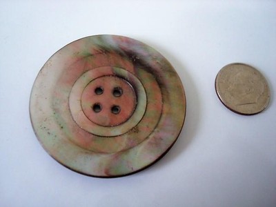 Antique Victorian Gray Mother of Pearl Shell Coat Button 1 3/8 In.