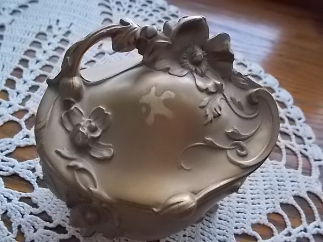 Antique Vintage Art Nouveau Deco Gold Jewelry Casket Trinket Box Floral AS IS!