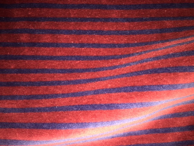 Vintage Burgundy Red Navy~STRIPED STRETCH VELOUR FABRIC~70