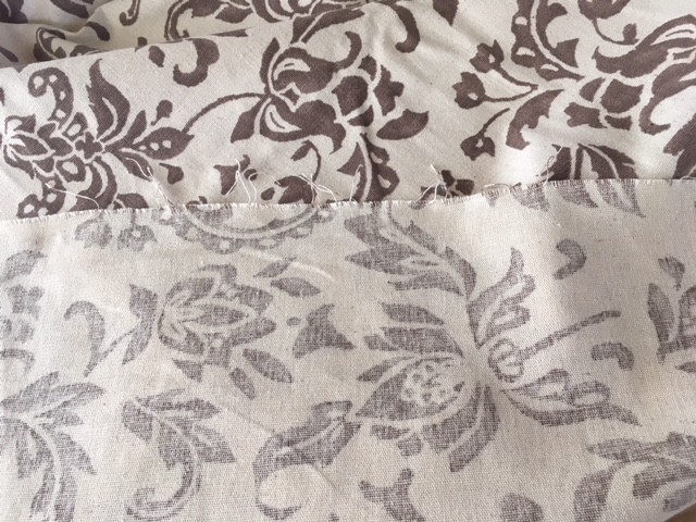Vintage French Floral Indienne Block Printed Design Mocha Brown and Ivory 36